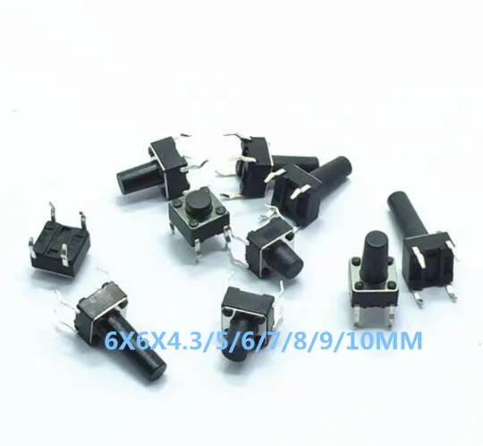 1000pcs 6*6x4.3mm 6X6X5mm DIP Tactile Tact Mini Push Button Switch Micro Momentary DIP-4 6X6X6 6x6x7 6x6x8 6x6x9 6x6x10 | Обустройство