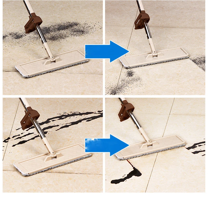 Ручная плоская швабра и 3 шт. швабры ткань и скребок двойного назначения гибкий поворотный для пола швабры для чистки пола в чистящем