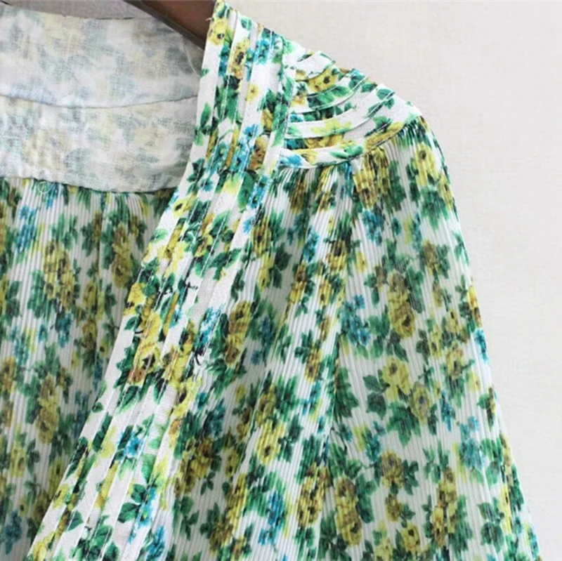 MODA NOVA Designer Runway Dress Women Vintage Sexy V Neck Floral Print Pleated Long Sleeve Boho Mini Dress 2018 Autumn Vestido