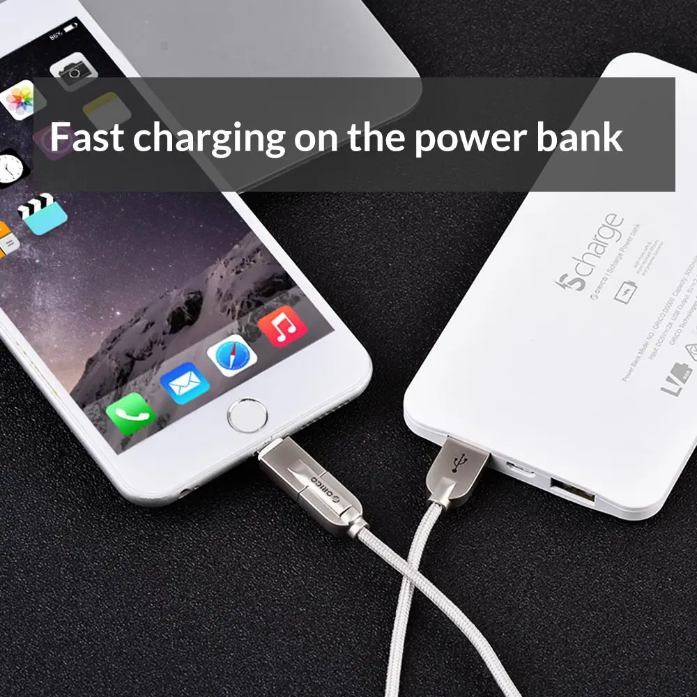 ORICO 2 в 1 USB для освещения и Micro USB кабель для зарядки и синхронизации Шнур для huawei iPhone x 8 plus iPad Android смартфон