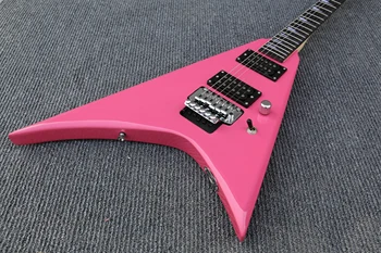 

Electric guitar V Pink Chrome hardware Mahogany guitar body Floydrose tremolo Accept any color production Accept wholesale
