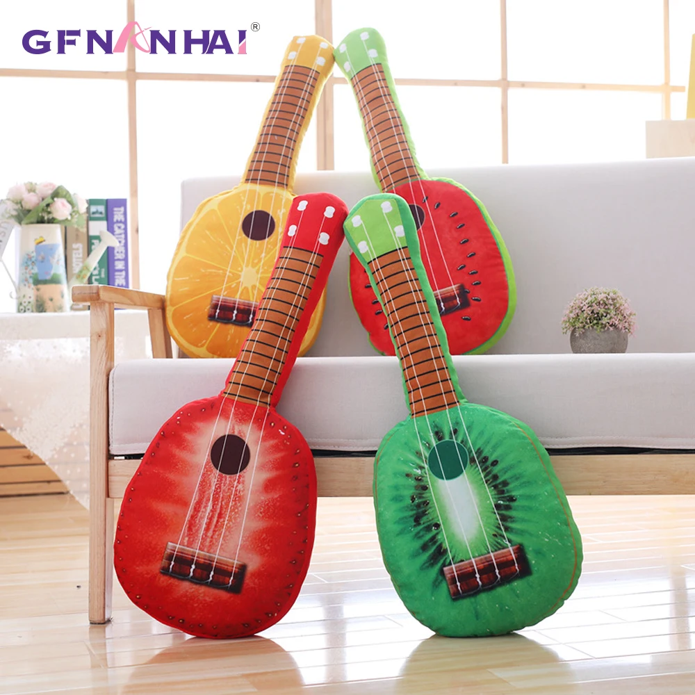 

1pc 65cm Creative Simulation Fruit guitar Plush toy Stuffed Soft Orange Kiwi Watermelon Pillow Children Funny Birthday Gift
