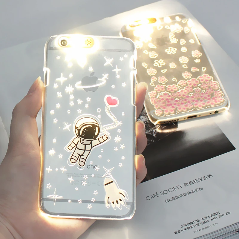 Fashion PC Flash Up light Led Phone Case Shell Cover for iPhone6 6s 5 ...