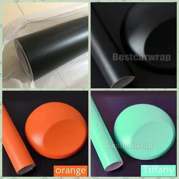 

Satin Black Vinyl Car Wrap Air Bubble Free Matt white tiffany blue pink green Car stickers covering foil PROTWRAPS1.52x30m/Roll