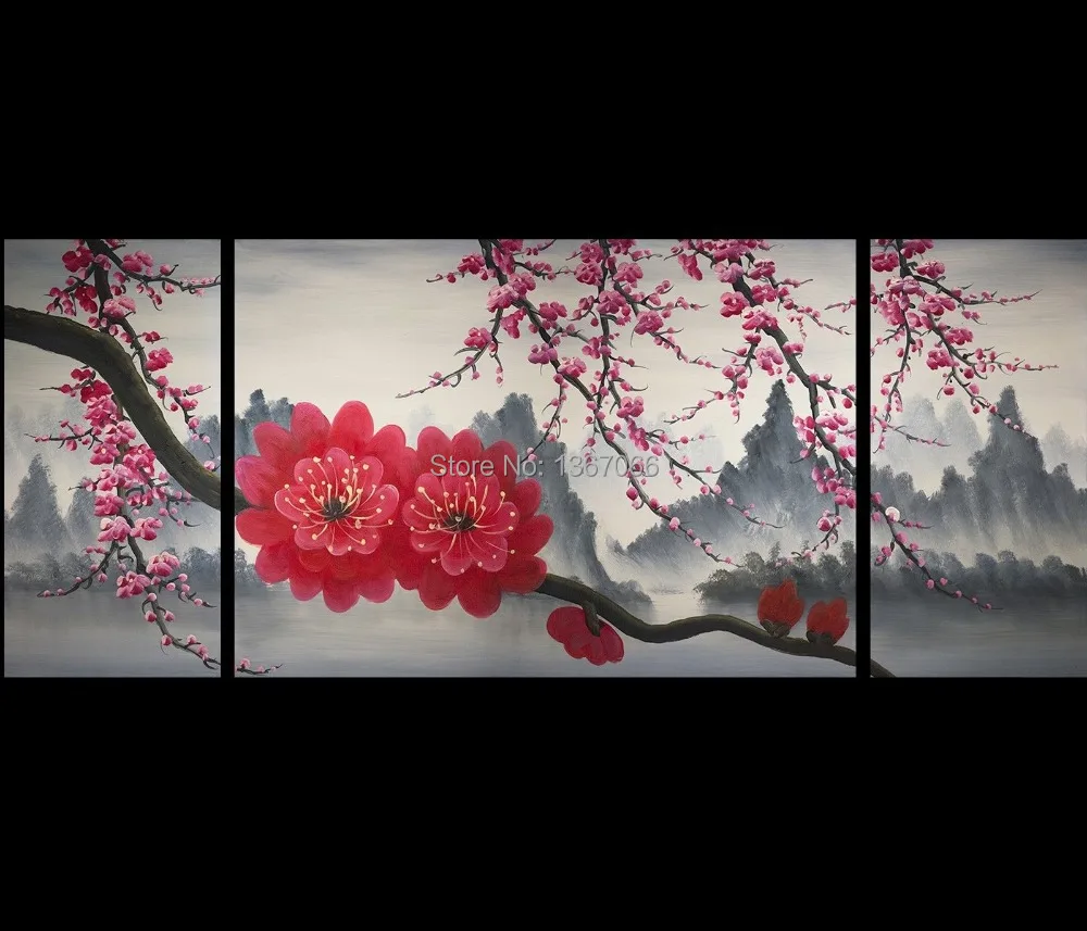 Wall Stickers Japanese Cherry Blossom Painting Feng Shui Painting