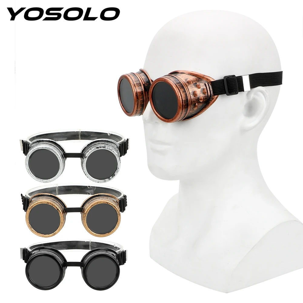 

YOSOLO Adjustable Sun Glasses Protective Gears Windproof Fashion Welding Punk Gothic Sunglasses Steampunk Glasses Retro Eyewears