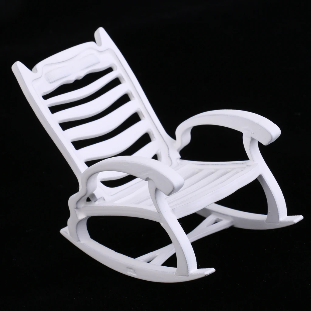 New 1/12 Dollhouse Miniature Furniture White Rocking Chair Octagonal Table Model Pretend Play Classic Toys for Kids Children