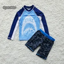 Новейший детский купальный костюм высокого качества для мальчиков, детские купальные костюмы с защитой от УФ-лучей из двух предметов, купальный костюм для младенцев, быстросохнущая детская одежда для пляжа 2-9 лет