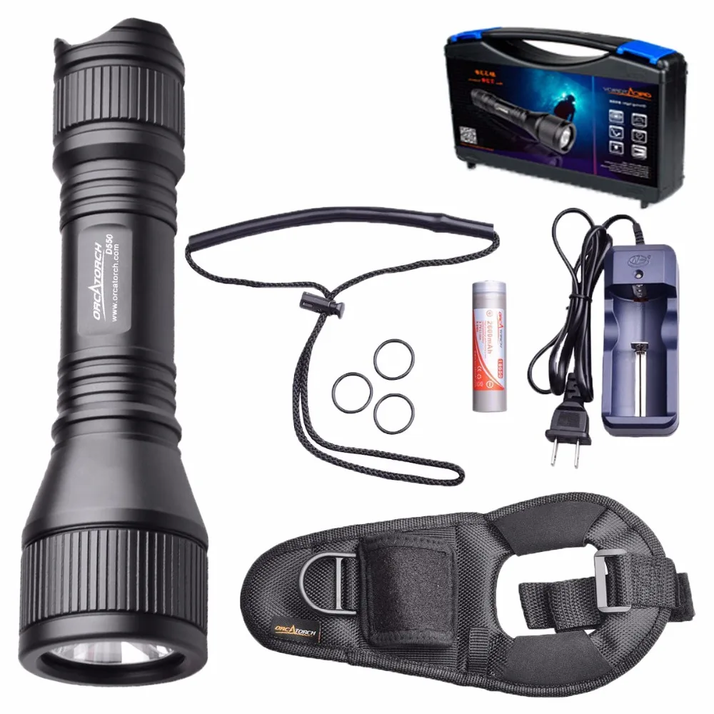 Фонарик для подводного плавания ORCA светодиодный XM L2(U4)|underwater torch light|torch lightdiving