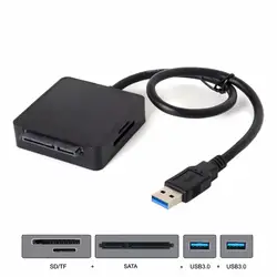 Plug and Play USB 3,0 на SATA 2,5 "3,5" адаптер с 2 Порты концентратора и SD карты памяти картридер для компьютера и ноутбука