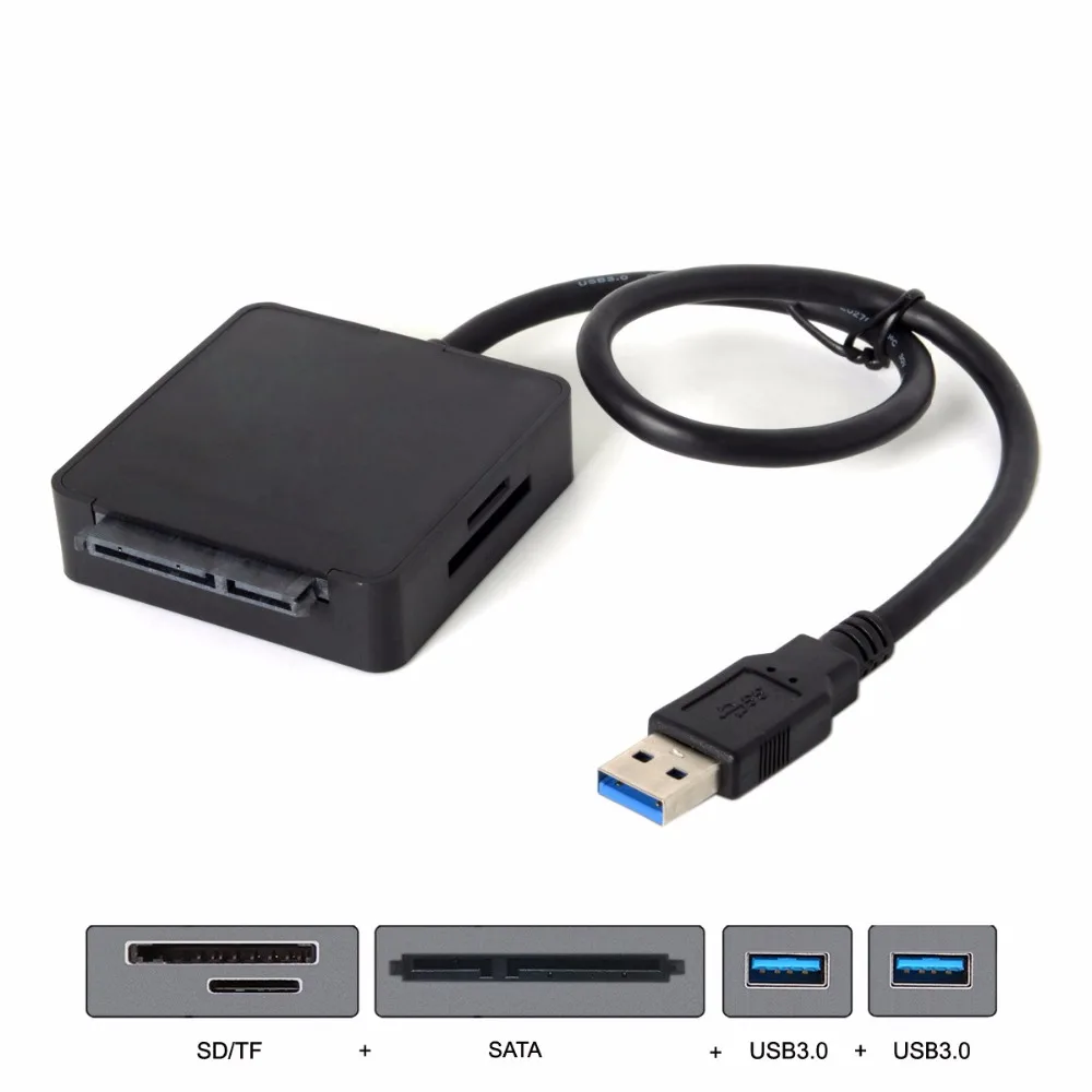 Подключи и играй адаптер USB 3 0 к SATA 2 5 &quot3 5&quot с портами Hub SD TF кардридером для