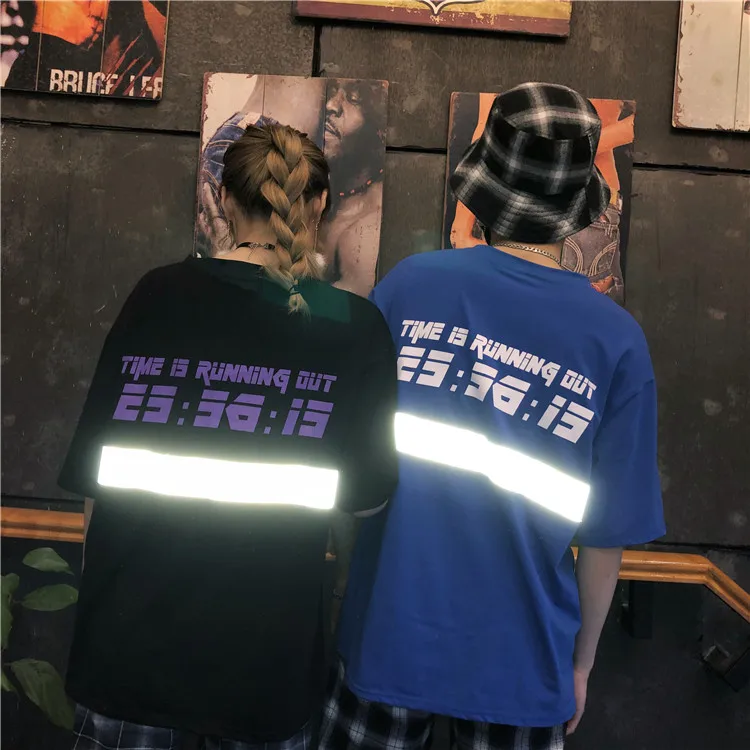 

Women's T-Shirt Summer O-Neck Oversize Harajuku Tee Letter Short-sleeve Laser Reflective Top Bottoming Fashion Tee Shirt