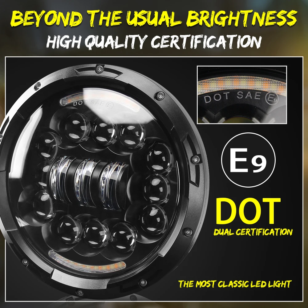 CO LIGHT 6D 7inch LED Headlight 135W DRL Angle Eye Hi Low Turn Signal Driving Light Led Headlamp 12V for Jeep Wrangler Lada Niva