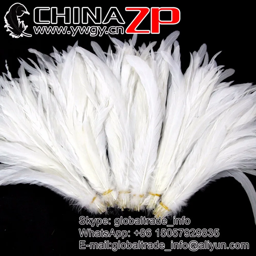 

Hot Sale CHINAZP Feathers 100pieces/lot 30~35cm Wholesale Bleached Snow White Rooster Feathers Carnival Decoration for Sale