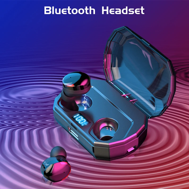 VTIN TWS Bluetooth Headset 5.0 Wireless Mini Power Digital Display Touch Control IPX6 Waterproof Bluetooth In-ear Earbud 3000mAh (16)