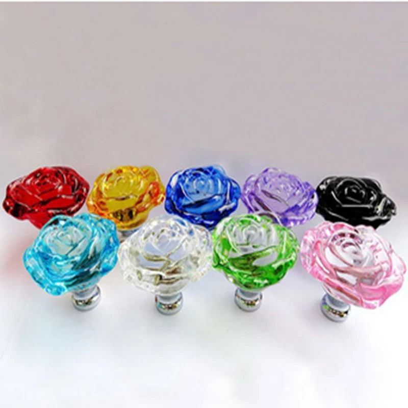 

1pcs Fine rose carving crystal pull drawer closet shower room handle lid gift box handle