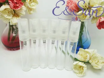 

Wholesale LG05B-5ML trombone transparent glass perfume spray with plastic cap bottle 100pcs/lot