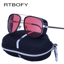 Железный человек 3 стимпанк Солнцезащитные очки Мужские Квадратные Зеркальные брендовые дизайнерские солнцезащитные очки Ретро Винтажные Солнцезащитные очки