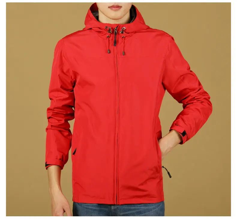 Spring Jacket Men 2019 Windbrear Jacket Male Coats Hooded Mens Jacket Brand Sports Windproof Waterproof Outwear Zipper Pockets S 12