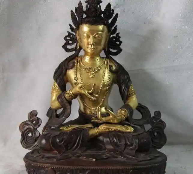 

Tibet Copper Bronze 24K Gold Gilt Kwan-yin Vajrasattva Vajradhara Buddha Statue