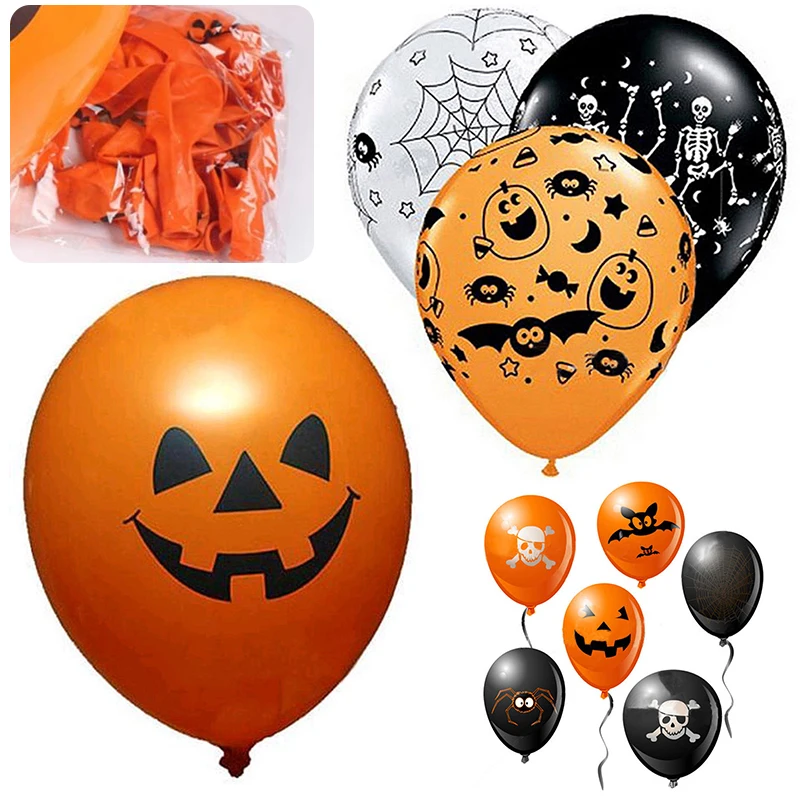 

DIY 20Pcs Halloween Party Mixed Balloon Ornaments Pumpkin Skull Room Decoration