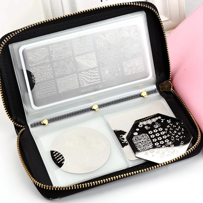 

24 Slots Mix Size Nail Stamping Plate Holder Case Round Square Rectangular Nail Art Plate Organizer PLATES NOT INCLUDED