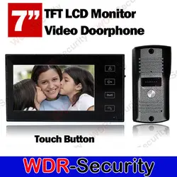7 дюймов сенсорной панелью lcd монитор видео-домофон система внутренней связи цвет на открытом воздухе фотоаппарат с ночного видения