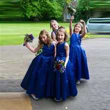 Свадебное ярко-голубой цветок, платье для девочек с цветами ручной работы, бальное свадебное платье, платье с цветочным узором для девочек на свадьбу