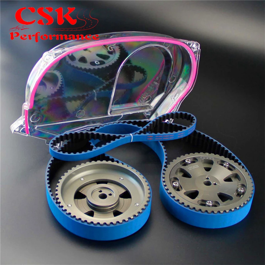 Timing Belt w/Balance + Cam Gear+ Clear Cam Cover For Lancer EVO 9 IX