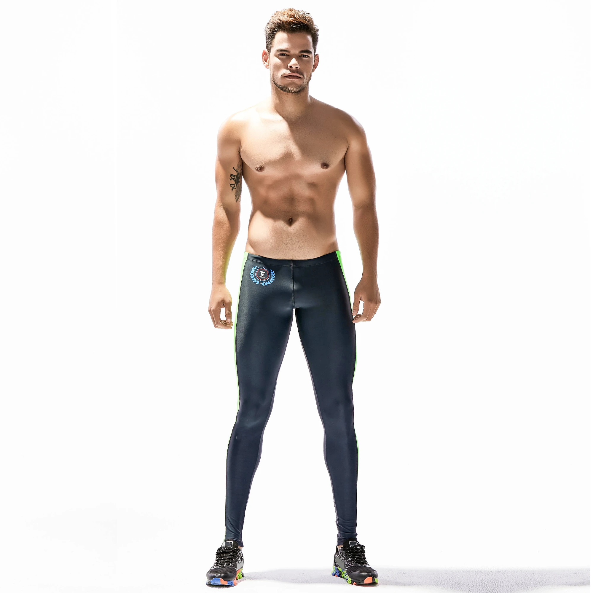 GANYANR Brand Running Tights Men Sports Leggings Basketball Yoga Pants Compression Fitness quick Dry Slim Nylon Sportswear Gym