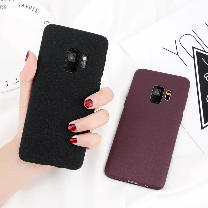 

Plush Feel Phone Case For Samsung Galaxy S9 S8 Plus Pure Color Sandstone Matte Case Cover For Samsung A6 A8 Plus 2018 Soft Shell
