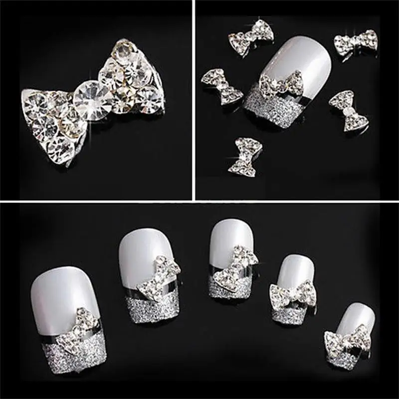 

Glitter Bowknot Shape Decoration Rhinestone Nail Art Stickers Manicure