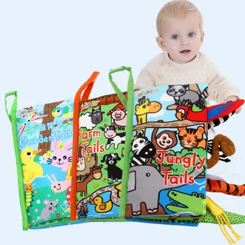 

baby English 3D animal tail cloth book, children Jungle/farm/ocean/garden/fish cartoon animal tail for baby classic toys