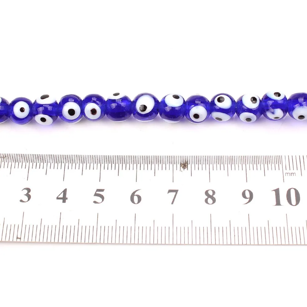 48 шт/прядь 8 мм сглаза Стеклянные бусины ювелирных изделий(синий