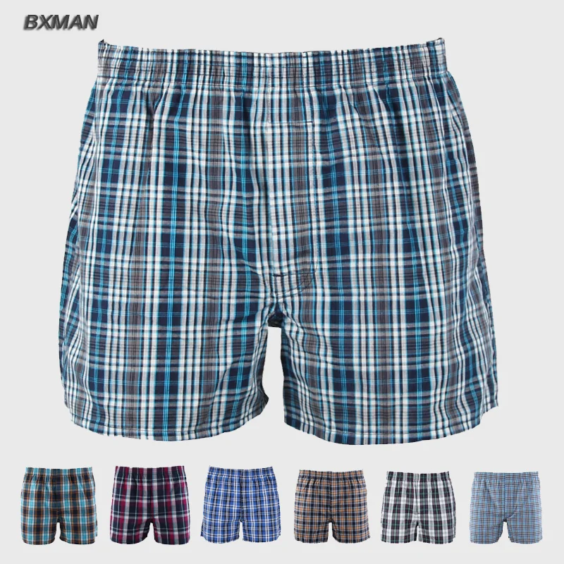 Vintage Style Plaid Woven Cotton 100% Cotton Sexy Men's