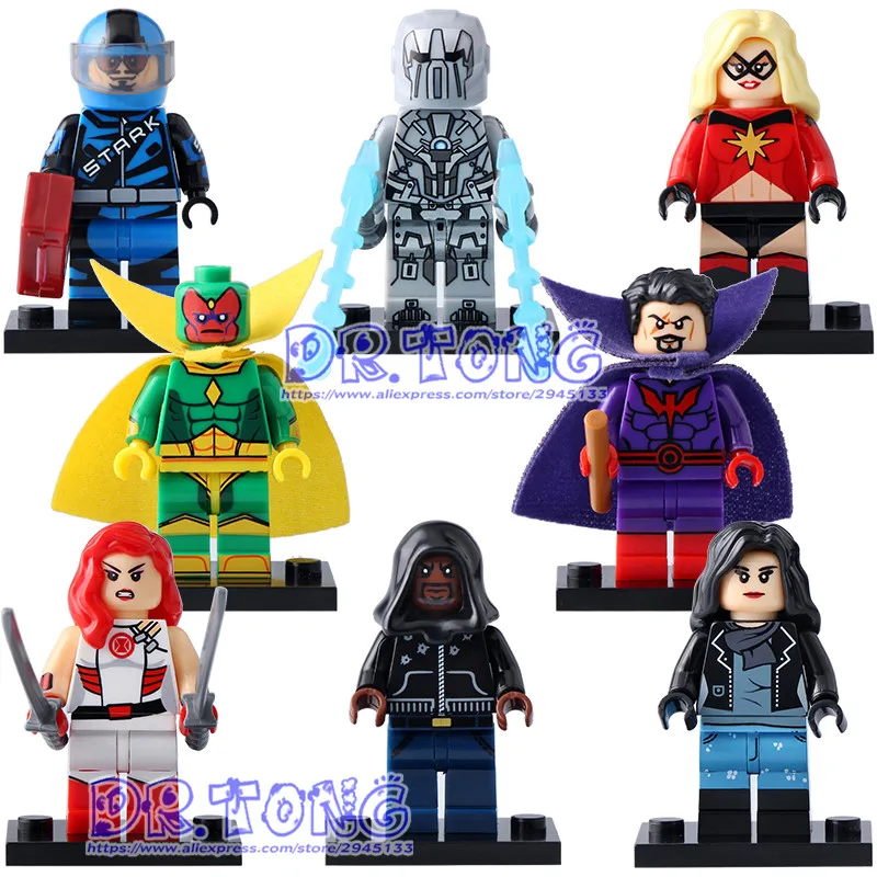 

DR.TONG 80PCS/LOT X0173 Super Hero Figure Luke Cage Iron Man Vision Whiplash Jessica Jones Model Building Blocks Set Brick Toys
