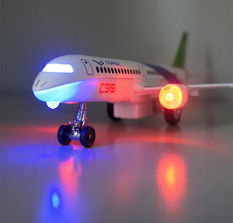 Сплав литье под давлением C919 самолет Airbus транспортный контейнер грузовик оттяните назад действие свет и самолет со звуком Модель Дети хобби игрушки