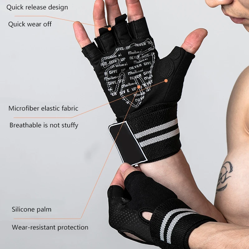 Мужские и женские Перчатки для фитнеса, спортивные перчатки, противоскользящие перчатки для тренажерного зала, перчатки для тяжелой атлетики, B2Cshop