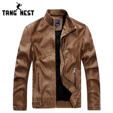 TANGNEST/Лидер продаж, мужская куртка из искусственной кожи, модные повседневные зауженные кожаные куртки, мужская кожаная куртка с воротником-стойкой, MWP265