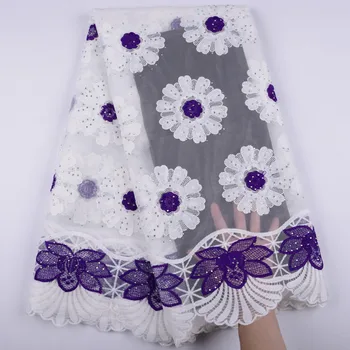 

Embroidered African Net Lace Fabric New Nigerian French Beads Tulle Mesh Wedding Fabric 5 Yards A1426