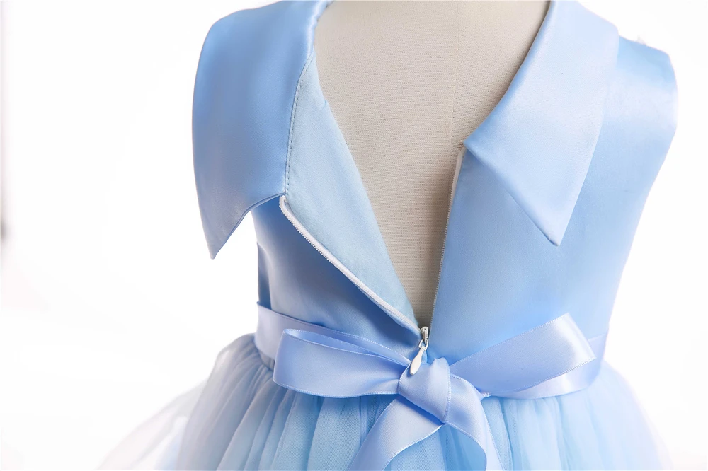 Lace Flower Girls Party Dress 2018 New Blue Princess Kids Dresses For Girls Costumes Cute Sleeveless Children Evening Dresses (5)