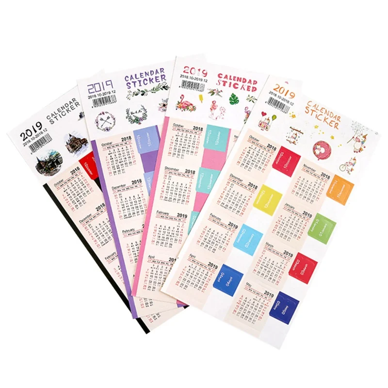 

2019 Year Calendar Time DIY Stickers Decorative Stationery Student Stickers For Diary Planner Notebook Set
