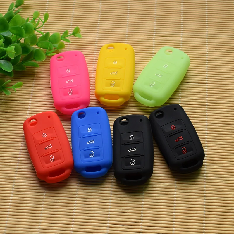 

New Silicone Flip Folding Car Key 3 Button for VW POLO Golf 4 MK5 6 SEAT ALTEA TOLEDO LEON Cupra control protector Cupra remote