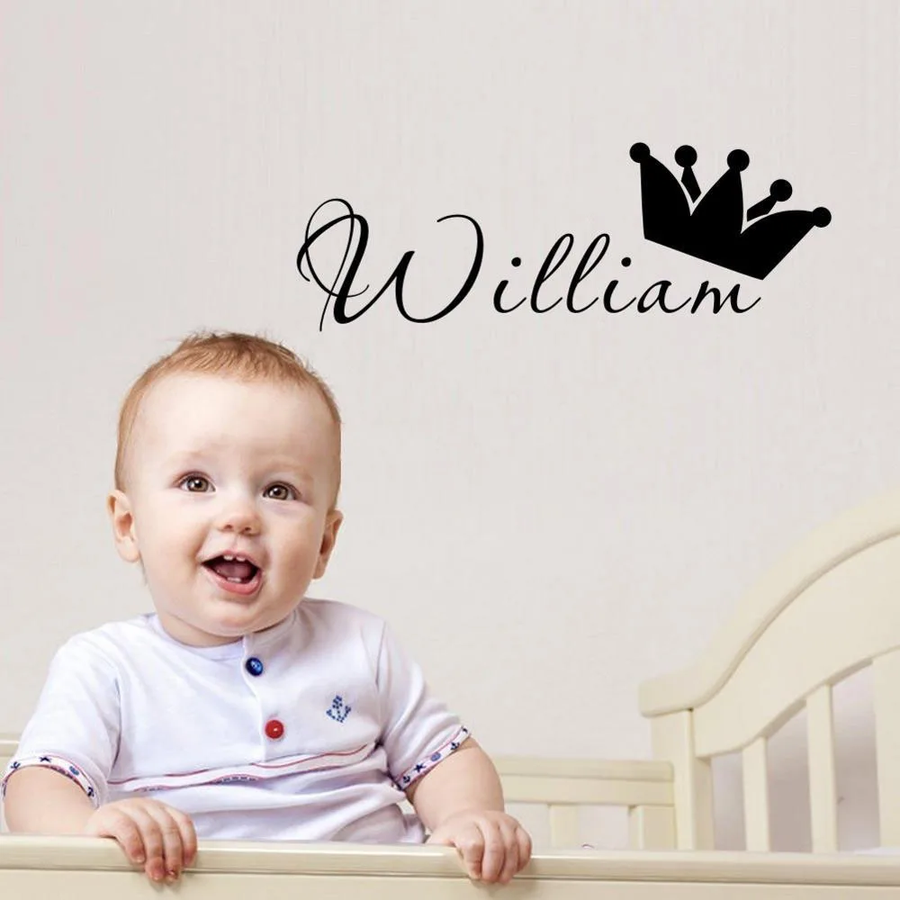 Custom Any Kids Name Crown DIY Wall Sticker Art Decals for Tiny Tots