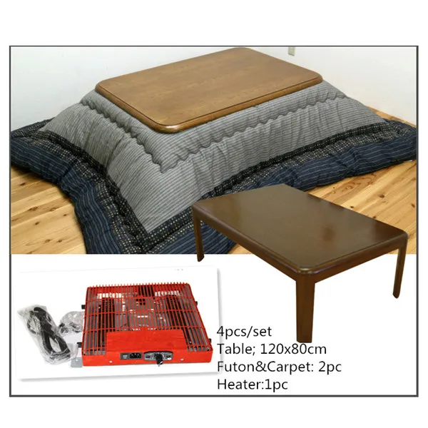 (4pcs/set) Japan Furniture Kotatsu Set Rectangle 120cm Wooden Table