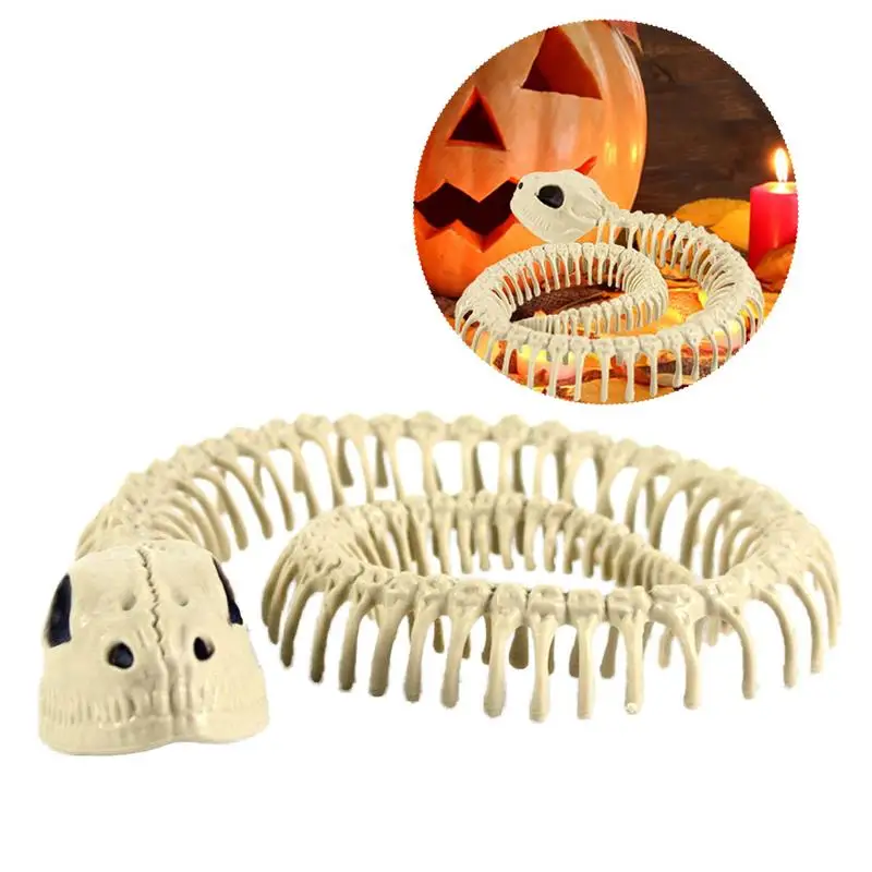 

Skeleton Snake Ornament Halloween Movie Props Animal Skeleton Bat Mouse Horror Haunted House Simulation Bone