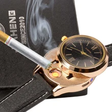 Военные USB часы с зажигалкой мужские наручные часы повседневные кварцевые с ветрозащитной Беспламенной зажигалкой для сигарет relogio masculino