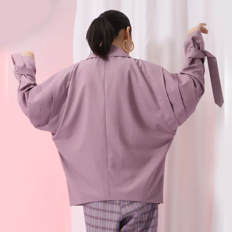 Printemps Apricot Femmes Taille Veste Abricot Revers Ji586 purple 2019 De Marée Manches Ruban Manteau Lâche Grande Point eam À Longues Mode Nouveau RZOAqEgwx