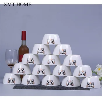 

XMT-HOME 15pcs porcelain bowl Chinese style rice noodle bowls soup ceramic bowls 4.5inch for microwave oven