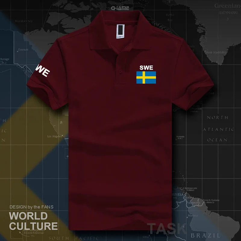Sverige Sweden Swede рубашки поло мужские с коротким рукавом белые бренды с принтом для страны хлопок национальная команда Флаг SE - Цвет: polo-maroon